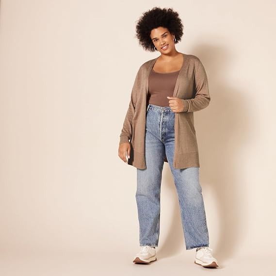 Beige Open-Front Cardigan image 1